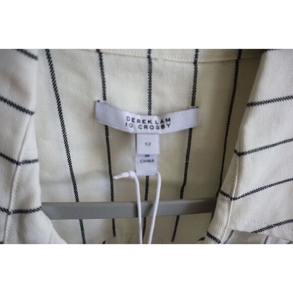 Derek Lam 10 Crosby Women Sz 12 Ivory Maya Pinstripe Twist-Front Maxi Dress - Picture 3 of 14